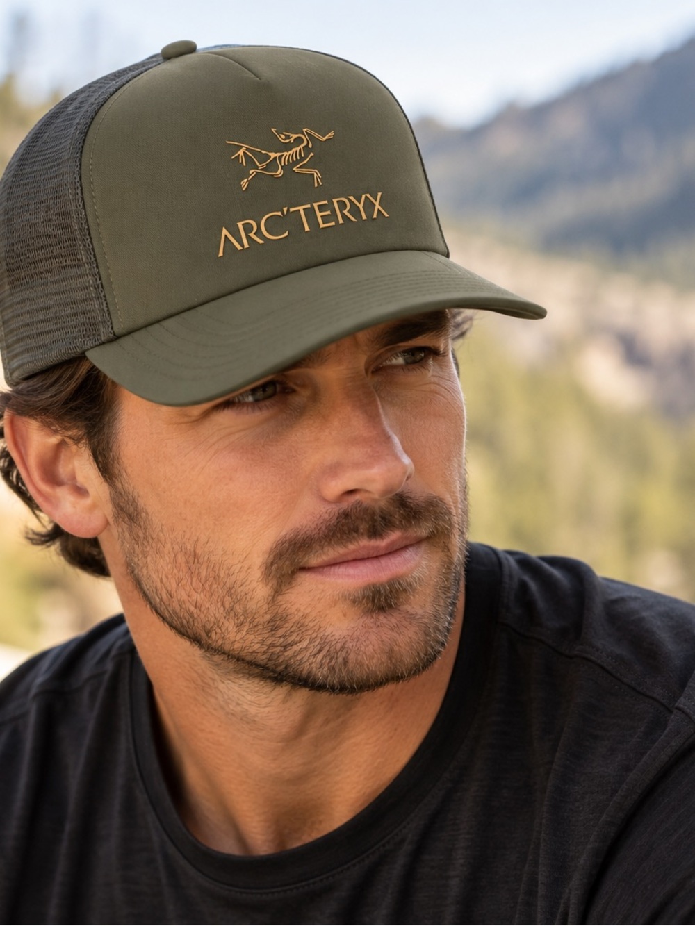Arc’teryx Bird Word Trucker Curved Hat – Tatsu/Forage/Yukon – NWT